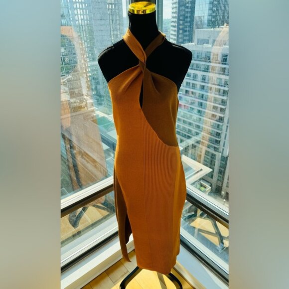 🆕 NICHOLAS 🧿 NWT Daija Twisted Two-Tone Ribbed Knit Midi Dress - Picture 3 of 16